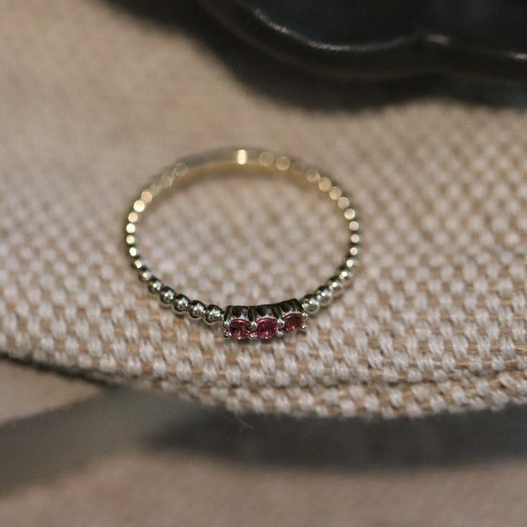 Passionate Delight - Pink tourmaline gemstone trio ring - Picture 6 of 10